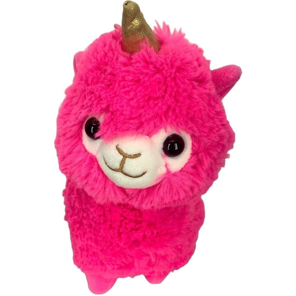 Peek-A-Boo Toys Hot Pink Llama Unicorn Plush Stuffed Animal Gold Horn 11-828